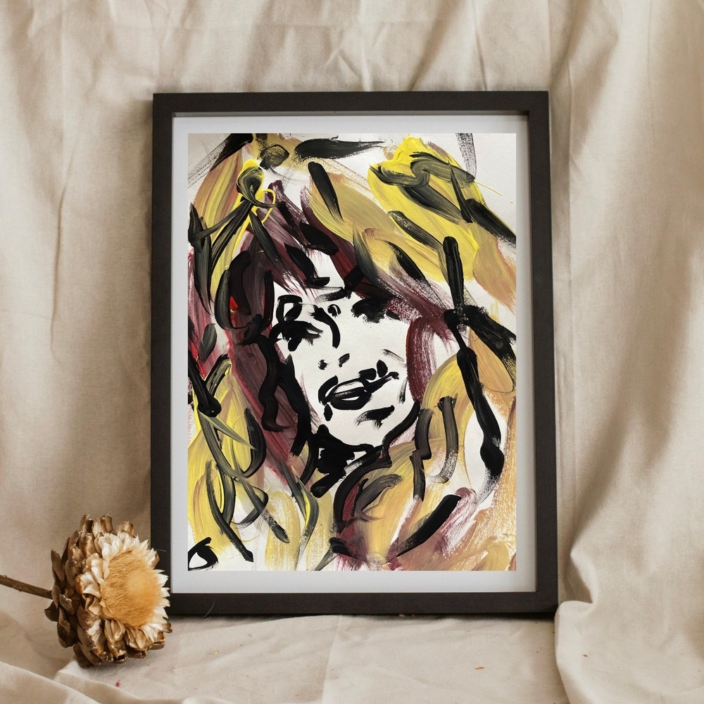 OMAN Dolly Parton Abstract Pop Art Portrait Painting 8.5x11 Paper